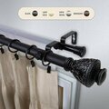 Central Design 1 in. Ron Double Curtain Rod with 120 to 170 in. Extension, Black 100-09-992-D